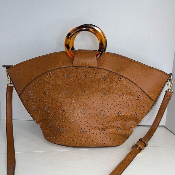 Carlos by Carlos Santana Women’s Leather Hand Bag Brown Round handles Crossbody - Picture 1 of 8